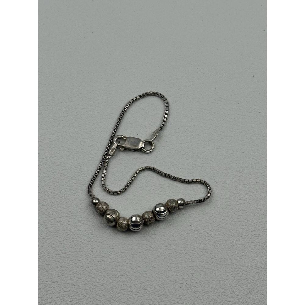 Ball Bead Centers Sterling Silver Box Chain Necklace 15-7/8 & Bracelet 7" Italy - Picture 7 of 16